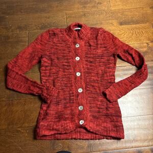 Peruvian 100% Baby Alpaca‎ Women's Medium Cardigan Sweater Red Calicampo